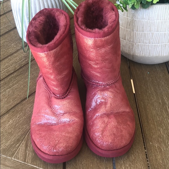 UGG Classic Glitter Boot Red Plum Size 5 - Picture 5 of 8